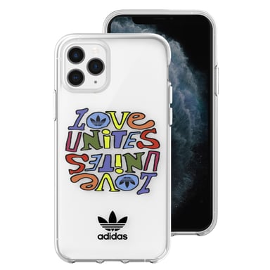 Cover in silicone per iPhone 11 Pro stampa Love Unites bordi rialzati