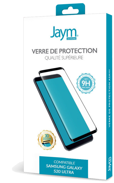 JAYM - Verre de Protection Premium pour Samsung Galaxy S20 Ultra - Incurvé 3D avec Contour Noir - Co