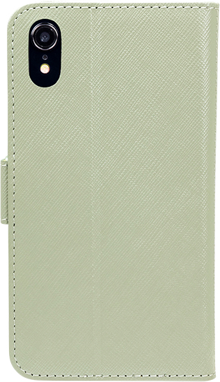 Funda folio de moda en piel verde oliva para iPhone XR