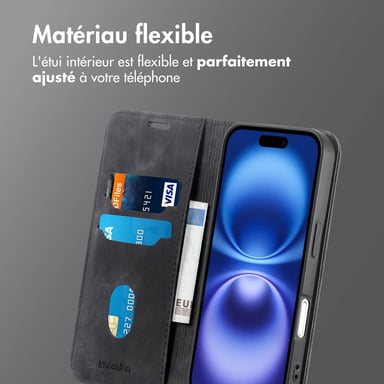 imoshion Étui de téléphone portefeuille Slim pour Apple iPhone 16 - Noir
