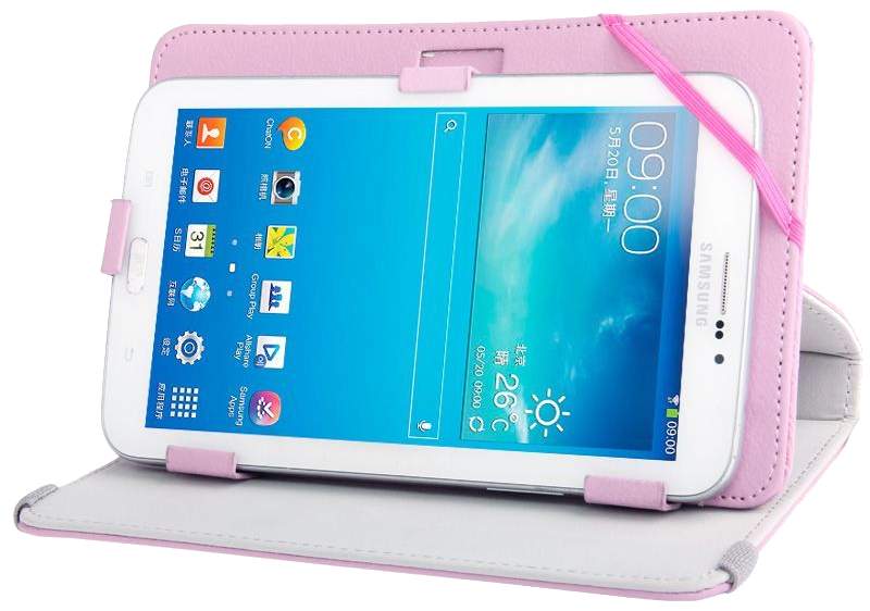 Housse Tablette Tactile Universelle 7' Mode 360° Pression Simili Cuir Rose Faux cuir YONIS