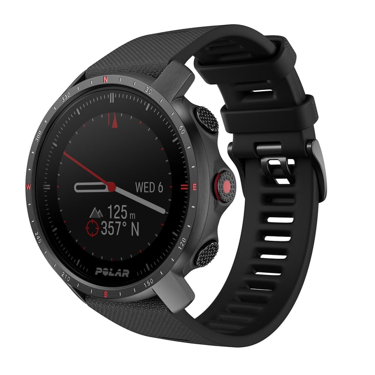 Polar Grit X Pro Dlc Montre De Sport Avec Bracelet Fkm Fluoroélastomère Taille Du Bracelet : / Affichage 1.2 Bluetooth 47 G - vue 2