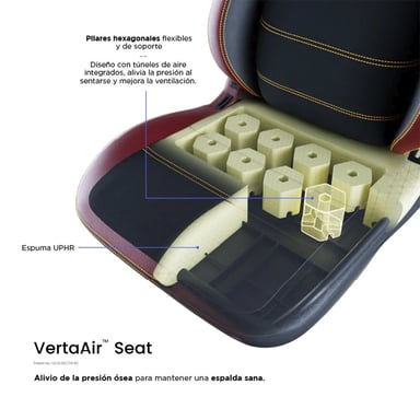 Sedia gaming XL Vertagear PL6800 Burgundy Red con supporto lombare ContourMax, seduta VertaAir e tessuto antibatterico HygennX