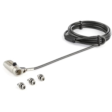 StarTech.com Cable de Bloqueo Universal con Combinación de 2 m para Ordenador Portátil - Combinación de 4 Dígitos - Compatible con K-Slot, Nano, Wedge Slot - Cable de Acero Antirrobo