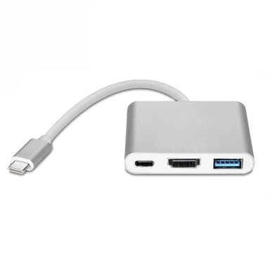 Adaptador multipuerto USB-C a USB, USB-C (USB PD), compatible con HDMI 4K Plata
