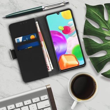 Housse pour Samsung Galaxy A41 Étui Folio Porte-carte Fonction Support Vidéo Noir