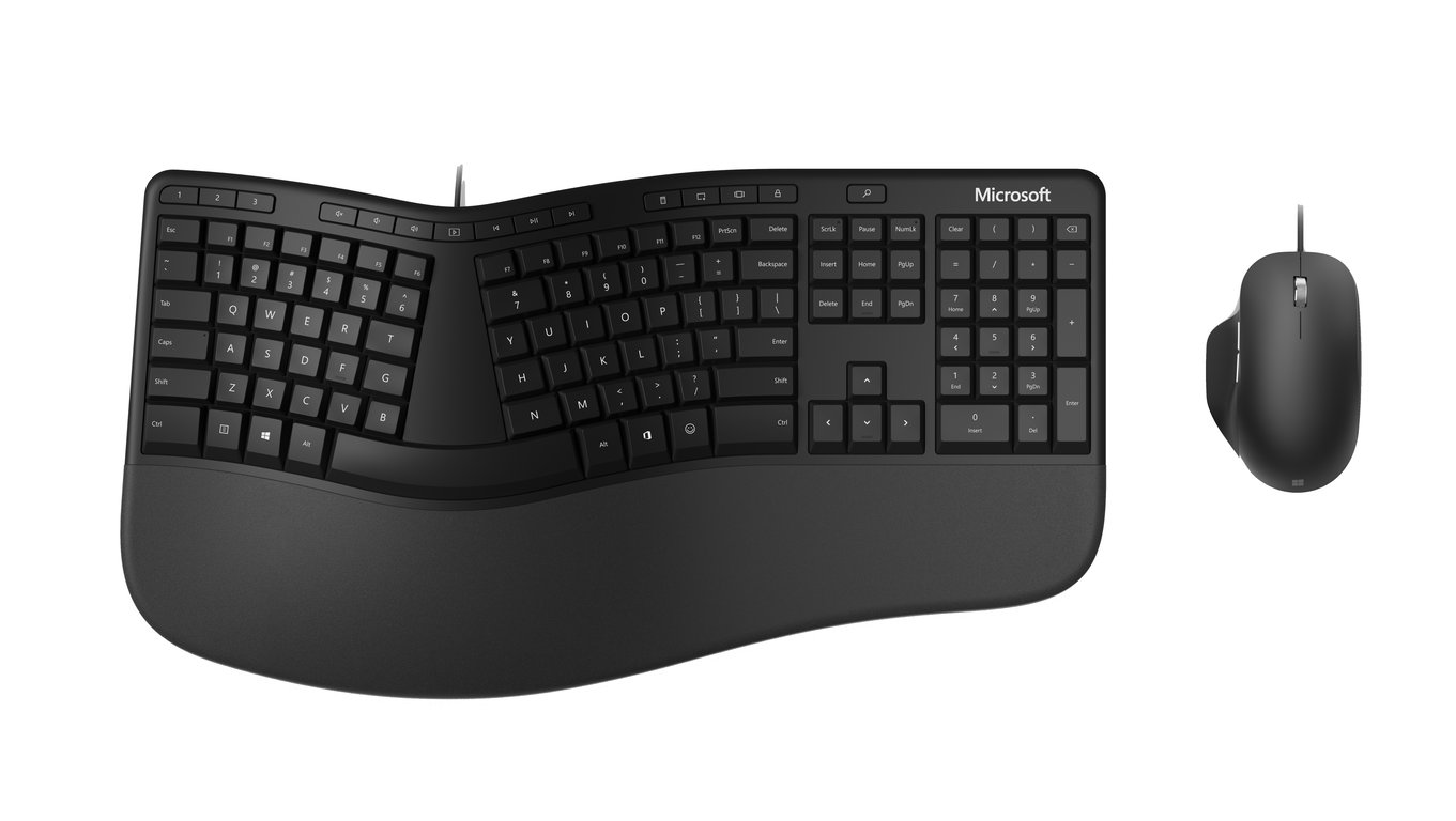 Microsoft Ergonomic Desktop clavier Souris incluse Bureau USB AZERTY Belge Noir - Neuf