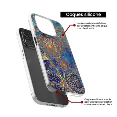 Coque en silicone - Compatible pour Google Pixel 8 Pro - design mandalla bleu