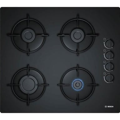 BOSCH POP6B6B10 Plaque de cuisson gaz - 4 foyers - 7400W - L56 x P48cm - Revetement verre trempé - - Neuf