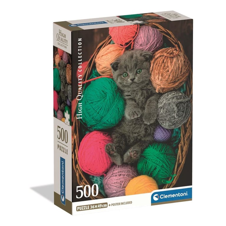 Puzzle CLEMENTONI Compact 500 pièces Fluffy Kitten 36 x 49 cm Multicolore - Neuf
