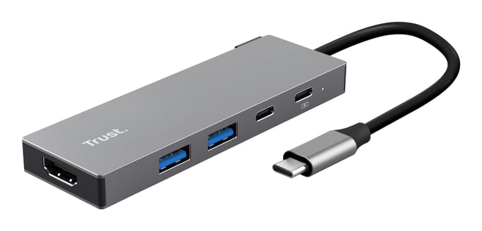 Docking USB Tipo-C Trust Dalyx- 2xUSB- 1xHDMI 4K- 2xUSB Tipo-C- Gris