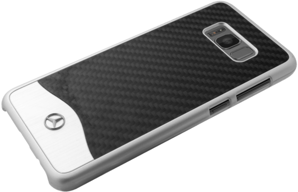 Mercedes-Benz Wave V Carcasa original de carbono y aluminio para Samsung Galaxy S8, Negro