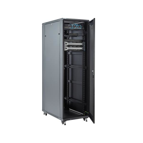 StarTech.com Rack Serveur 42U à 4 Montants Rack de Données 19 pour Ordinateur / AV / Équipement IT Rack Serveur avec Roulettes Armoire Réseau Industrielle Pleine Taille Neuf - vue 2