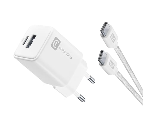 Cellularline Multipower 30W Kit - Smartphone, tablet e laptop Cargador de pared de 30W con cable USB-C a USB-C incluido