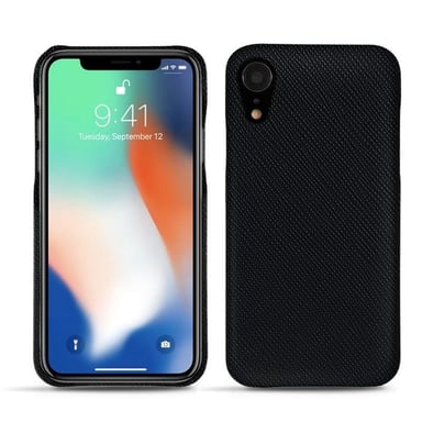 Coque cuir Apple iPhone Xr -  - Noir - Cuir saffiano