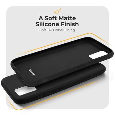 Moozy Custodia in silicone della serie Minimalist per Samsung A71, nero - Sottile e flessibile con finitura opaca in TPU
