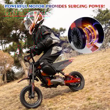 EVERCROSS TECH Moto Eléctrica para Niños 3-12 Años 300W 25KM/H 3 Niveles de Velocidad 12' Neumáticos Ideal Regalo Rojo