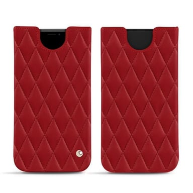 Pochette cuir Apple iPhone Xs Max -  - Rouge - Cuir lisse couture