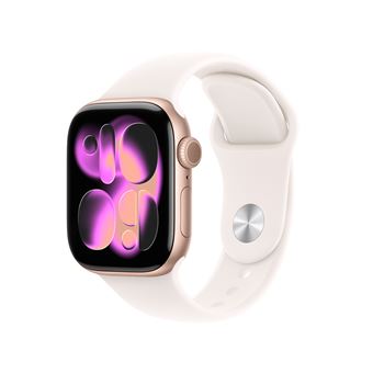 Apple Watch Series 11 GPS 42mm Boitier en Aluminium Or Rose avec Bracelet Sport Rose Tendre - S/M - Neuf