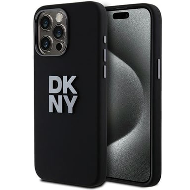 Custodia DKNY per iPhone 15 Pro 6.1'' nero Custodia rigida Liquid Silicone Metal Logo