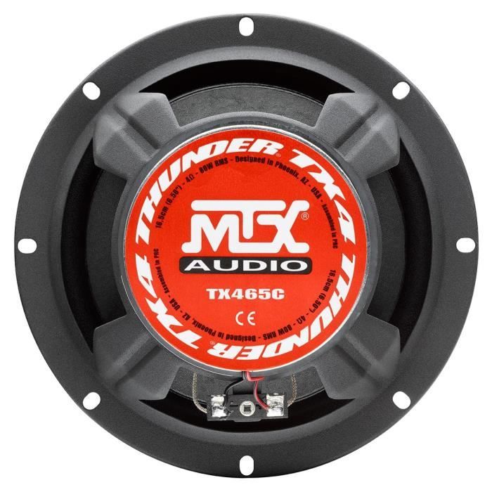 MTX TX465C Haut-parleurs voiture Coaxiaux 2 voies 16,5cm 80W RMS 4 membrane pulpe célulose - Neuf