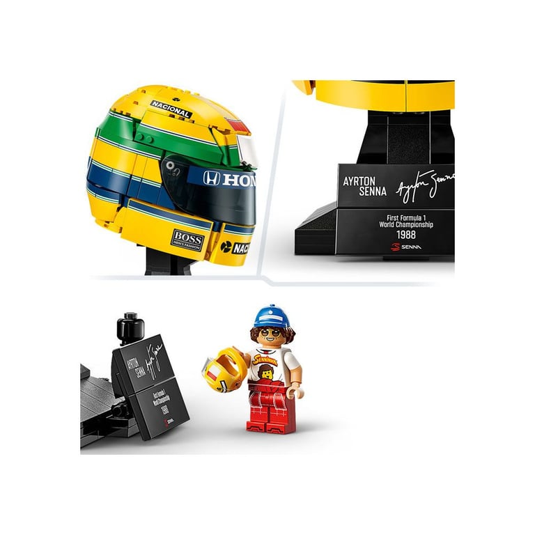 LEGO Éditions 43024 Casque Ayrton Senna F1 à construire et exposer Jaune 931 pièces - Neuf