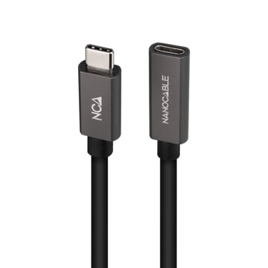 Nanocable Cable Prolongador USB-C 3.2 Gen2x2 20Gbps 3A, 4K/60Hz, USB-C/M-USB-C/H, Negro, 2 m