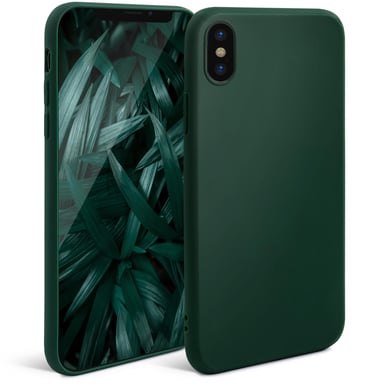 Moozy Minimalist Series Coque en Silicone pour iPhone X et iPhone XS, Vert Foret - Finition Mate, Étui Fin et Mince de TPU Souple Case Cover