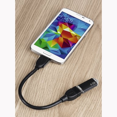 Câble adaptateur USB 2.0, OTG, mâle micro-B vers USB-A femelle, 15 cm, noir