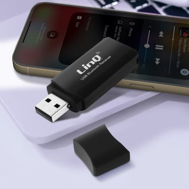 Adaptateur audio Bluetooth USB / Jack 3.5mm Fonction kit mains libres Noir