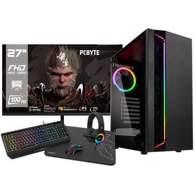 PC Complet Intel Core i7 12700F, 32GB DDR4, 2TB NVMe, GeForce RTX 4060 Ti, Windows 11, WIFI + Moniteur 27'' + Pack combo