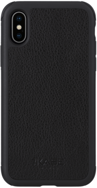 Coque robuste en cuir véritable pour Apple iPhone X/XS, Noir de jais