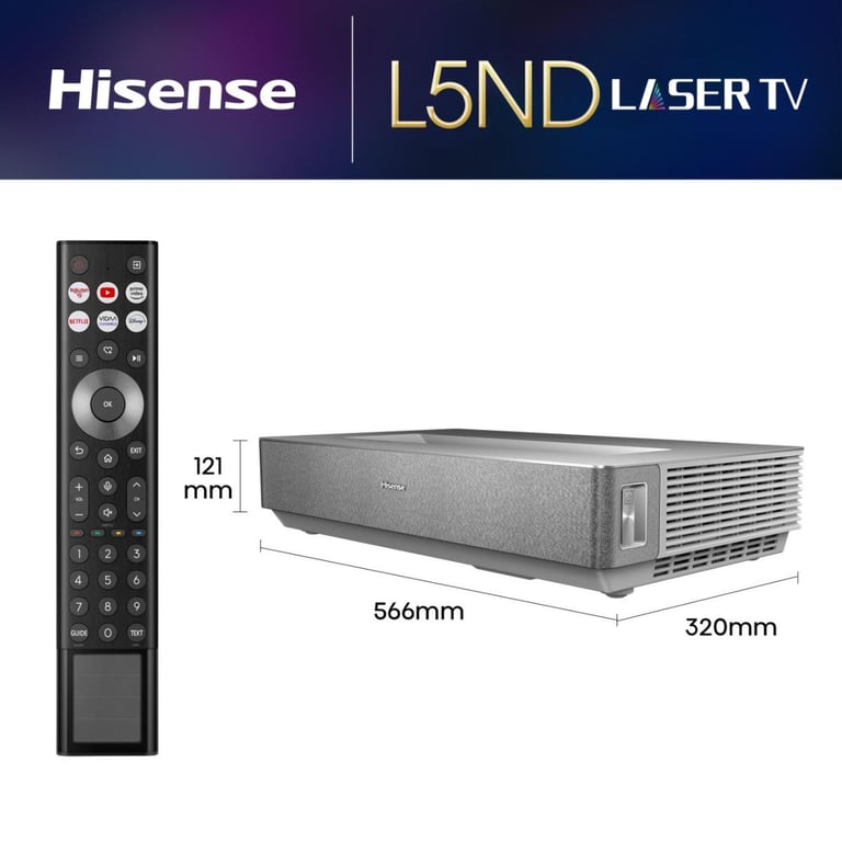 Hisense 100L5ND projecteur TV Projecteur à focale ultra courte 2700 ANSI lumens DLP UHD 4K (3840x2160) Noir, Argent Compatibilité 3D - Neuf