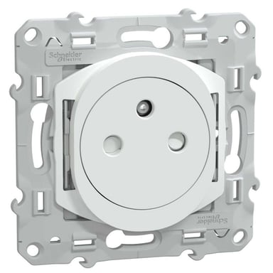 Prise encastrée SCHNEIDER ELECTRIC OVALIS 2P+T 16A affleurante bornes automatiques Blanc