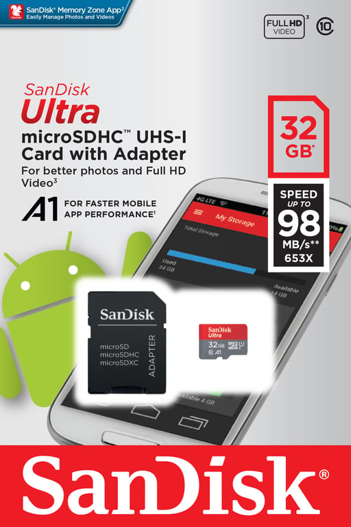 SanDisk Ultra 32 Go MicroSDHC UHS-I Classe 10 98Mo/s