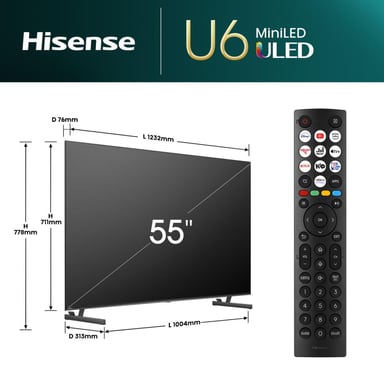 Hisense 55U6NQ 139,7 cm (55'') 4K Ultra HD Smart TV Wifi Gris 600 cd/m²