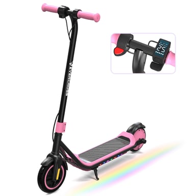 Trottinette électrique Enfants 6-12 Ans- E6-Écran LED, Lumières colorés Rose