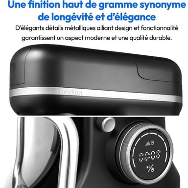 Robot de cocina 3 en 1 - MD18430 - 1200 W - 5 L - 8 velocidades - Función picadora - Negro