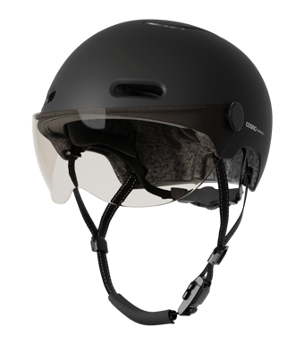 Cosmo Fusion+ Taille M, Noir Mat - Casque avec éclairage Vélo Arrière Intelligent et Connecté - Feu Stop Automatique, Détection de Chute, Partage de trajet, Assurance Individuelle ALLIANZ offerte durant 1 an