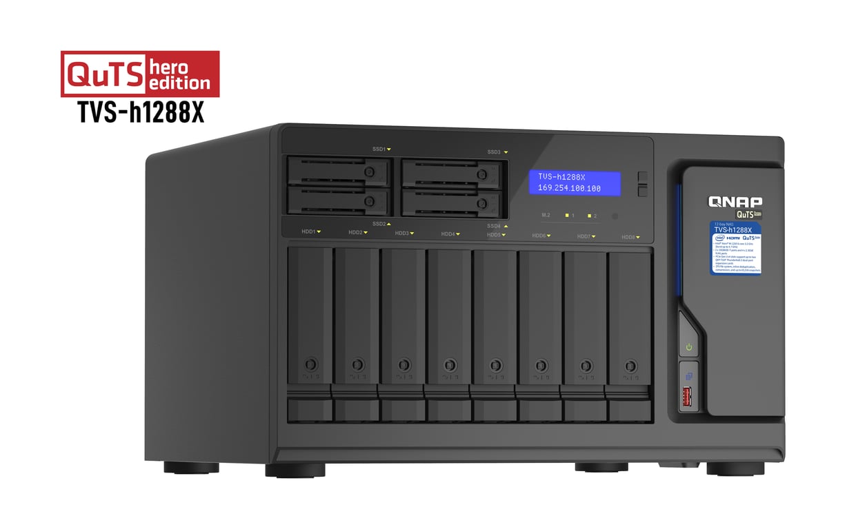 QNAP TVS h1288X NAS Tower Intel® Xeon® W 1250 DDR4 0 To QuTS hero Neuf - vue 2