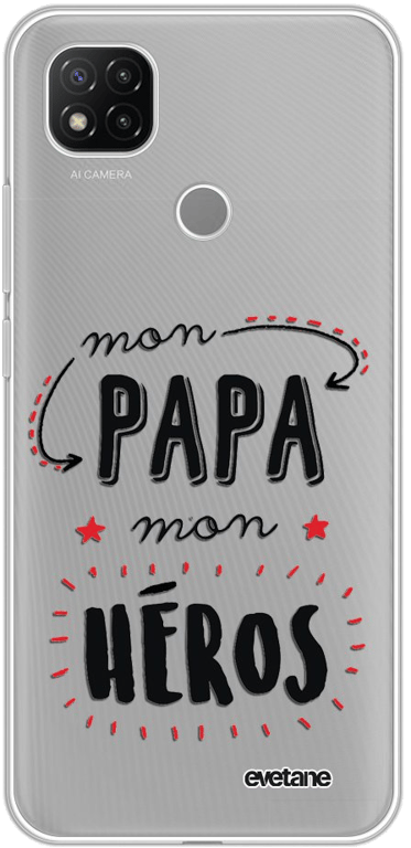 Evetane Coque Xiaomi Redmi 9C 360 intégrale transparente Motif Mon papa mon héros Tendance