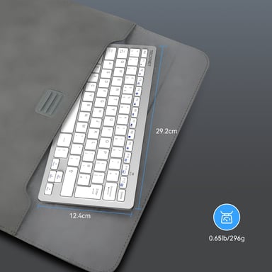 TECKNET X315 Clavier sans fil ergonomique - 78 touches - fin silencieux - Argent