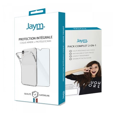 JAYM - Confezione completa Guscio + Vetro per Samsung Galaxy A13 4G - Guscio morbido trasparente e resistente + vetro protettivo rinforzato - Piatto 2.5D