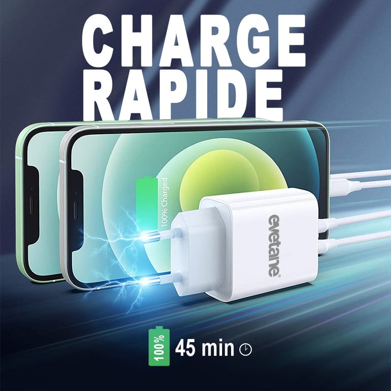 Chargeur ultra rapide compatible avec Samsung Galaxy S21, S20FE, S20, S20  Plus, S20 Ultra 5G, A51,