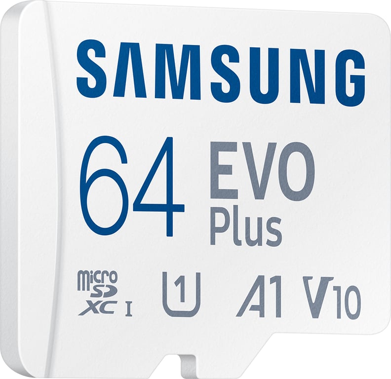 Carte Mémoire MicroSD Evo Plus 64GB Class 10 - 100 MB/S + Adaptateur SD Samsung - Neuf