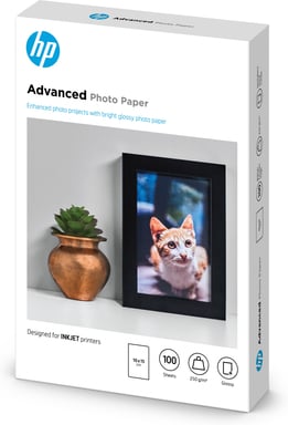 Papel fotográfico brillante HP Advanced, 250 g/m2, 10 x 15 cm (101 x 152 mm), 100 hojas