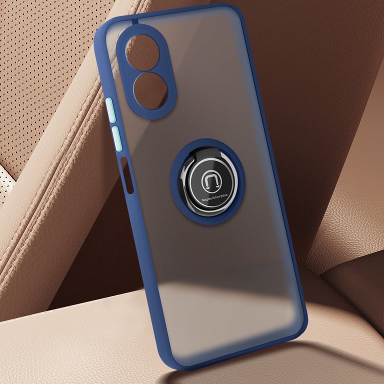 Avizar Bleu Nuit Coque Pour Oppo A38 Bague Métallique Support Vidéo - Neuf - Image 2