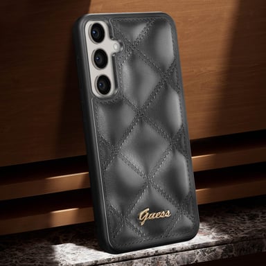 Guess Funda para Samsung Galaxy S23 FE Rígida Patrón acolchado Negro