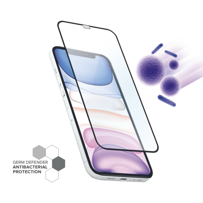Protection d'écran antibactérienne en verre trempé ultra-résistant (100% de  surface couverte) pour Apple iPhone 12/12 Pro, Noir - The Kase