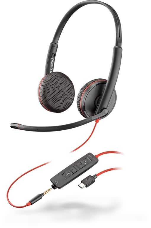 POLY Blackwire C3225 Casque Avec fil Arceau Bureau/Centre d'appels USB Type-C Noir - Neuf